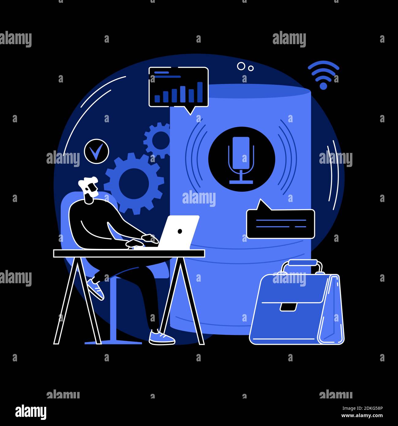 Smart Speaker Office Controller abstrakte Konzept Vektor Illustration. Stock Vektor