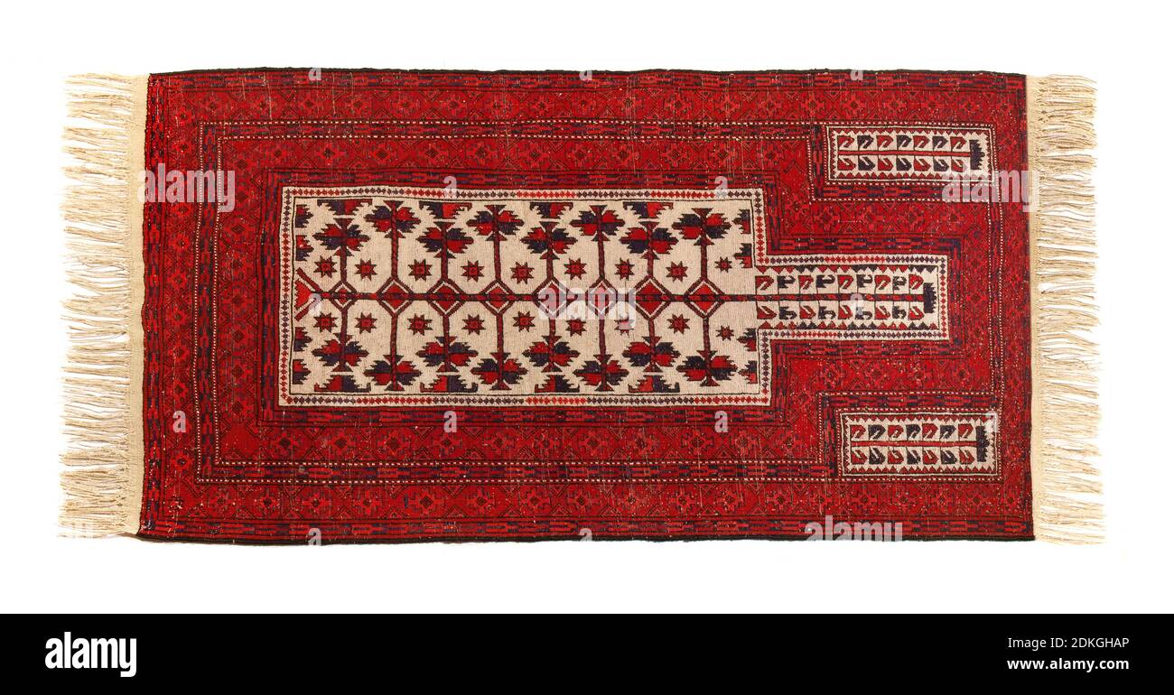 Altes persisches Teppich-Panorama isoliert auf weißem Hintergrund Stockfoto