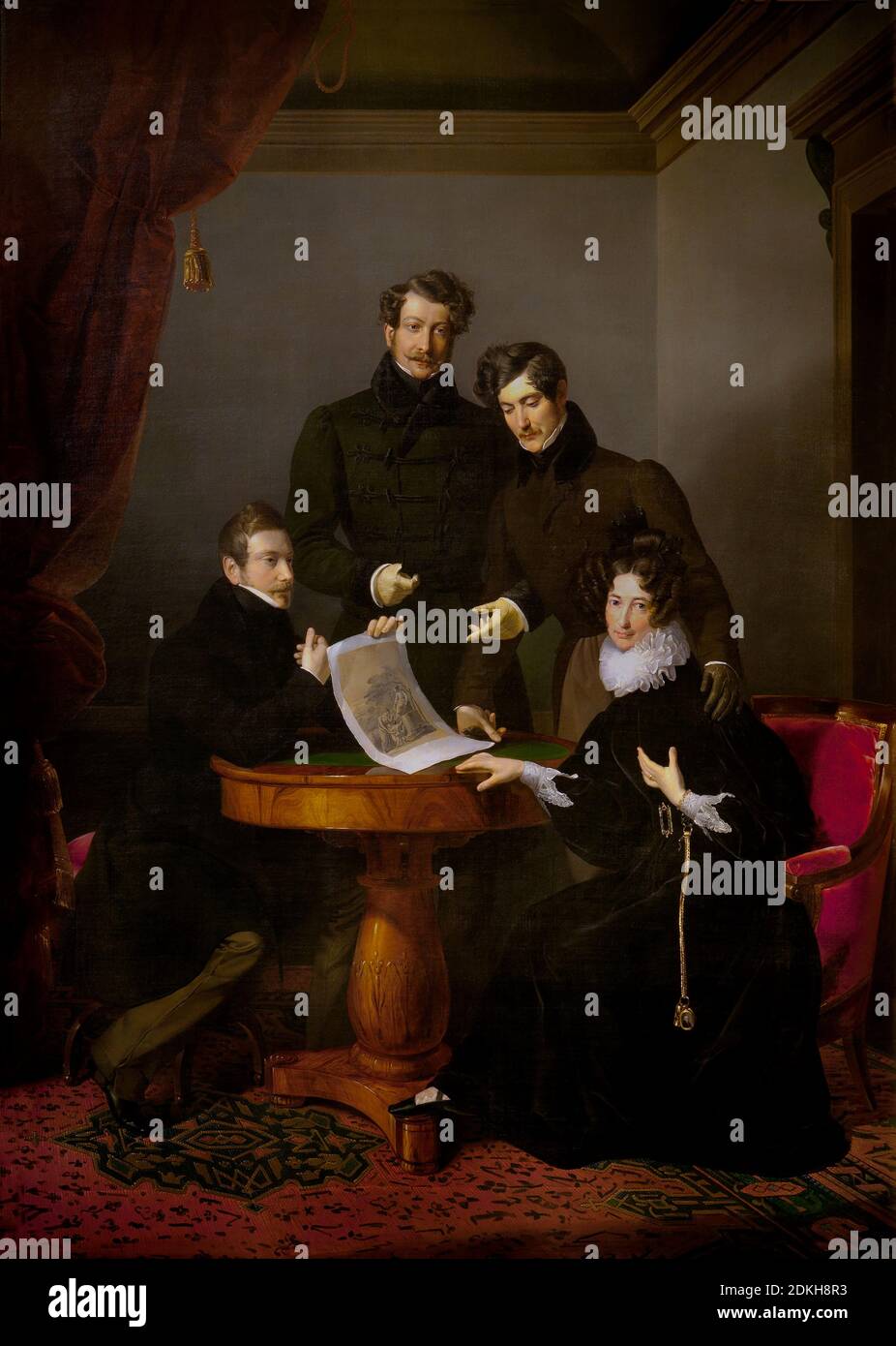Giuseppe Molteni. 1800-1867. Gruppenportrait der Familie Barbiano aus Belgioso d'Este. 1831 Öl auf Leinwand cm 250 x 180. Stockfoto