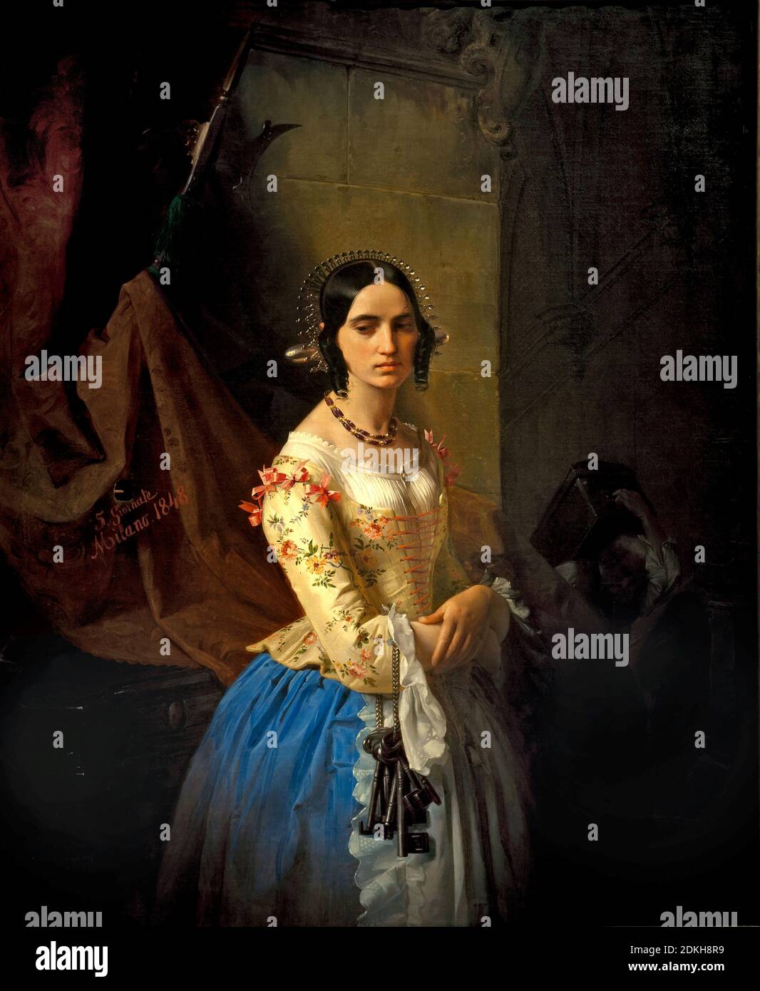 Giuseppe Molteni. 1800-1867. Die Tochter des Burghüters. 1844 Öl auf Leinwand cm 140 x 114. Stockfoto