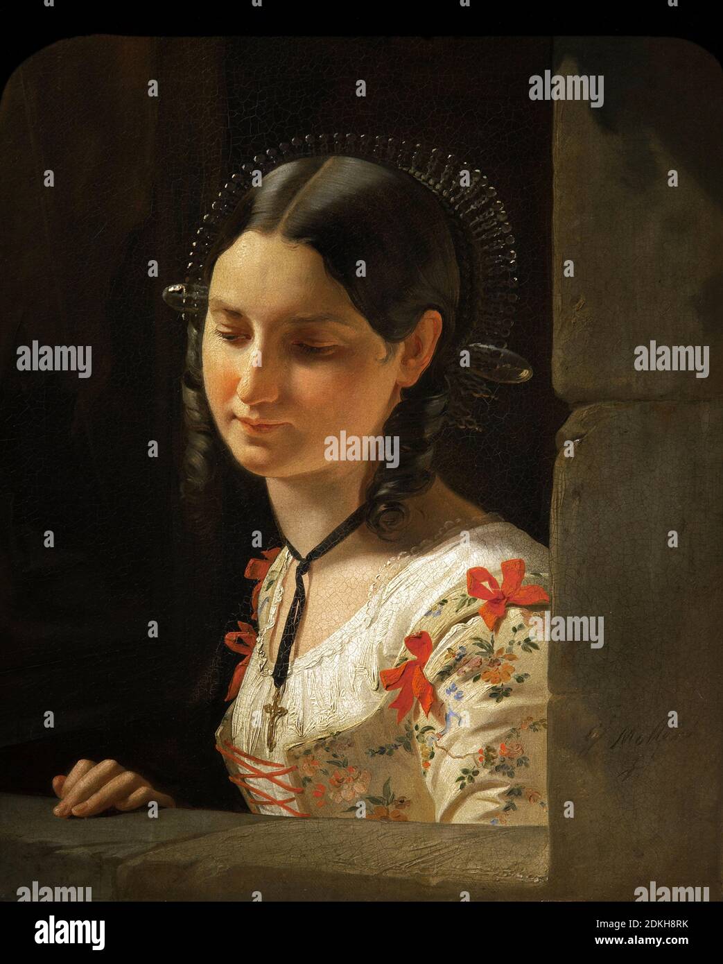 Giuseppe Molteni. 1800-1867. Büste der Frau. Die Lucia von Promessi Sposi. 1852 Öl auf Leinwand cm 54.5 x 44.5. Stockfoto