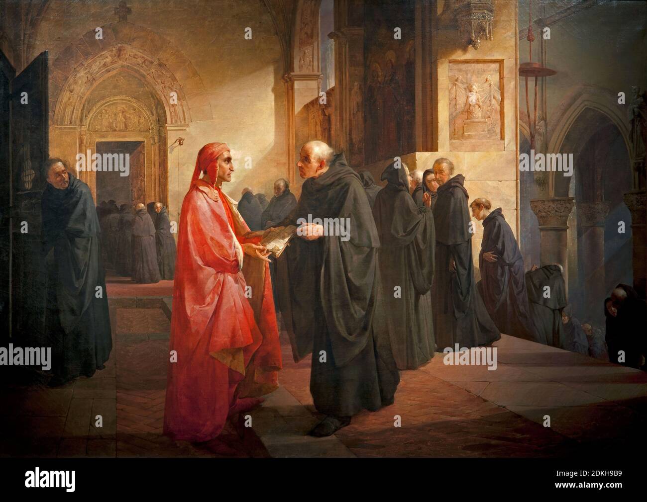 Giuseppe Bertini. 1825-1898. Das Treffen von Dante und Bruder Ilario. Um 1845. Öl auf Leinwand cm 159.6 x 224. Stockfoto