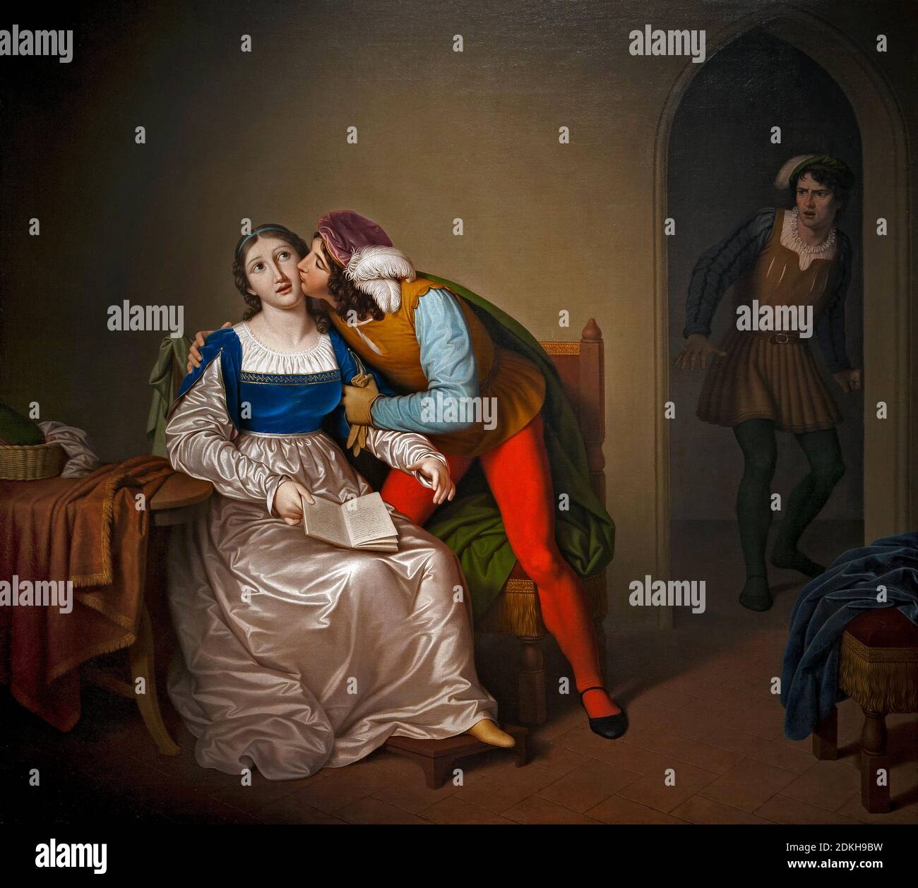 Giuseppe Luigi Poli. 1782- 1853. Der Kuss von Paolo und Francesca. Um 1827. Öl auf Leinwand cm 106 x 119. Stockfoto