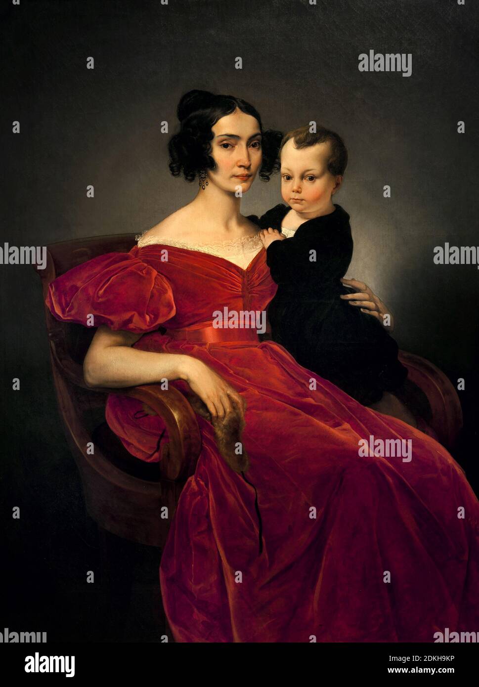 Francesco Hayez. 1791-1882. Porträt der Gräfin Teresa Zumali Marsili mit ihrem Sohn Giuseppe. 1833. Öl auf Leinwand cm 129 x 105. Stockfoto