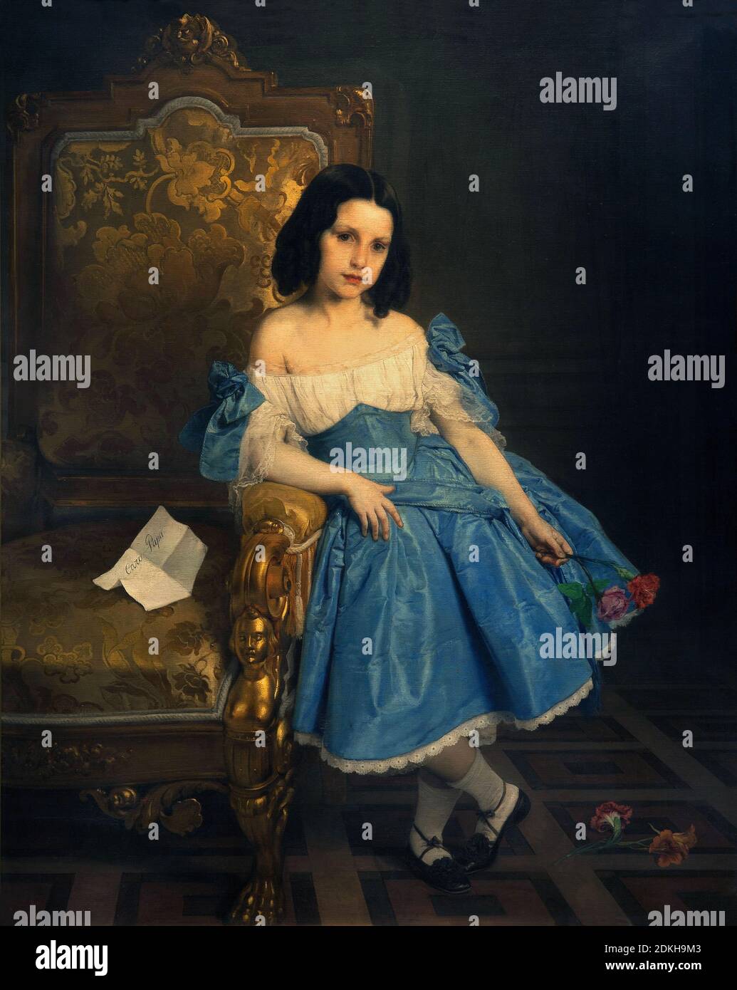Kunst, Francesco Hayez, 1791-1882, Titel des Werkes, Porträt der jungen Gräfin Luigia Negroni Prati Morosini, mit ihrem Sohn Giuseppe, 1867, Öl Pai Stockfoto