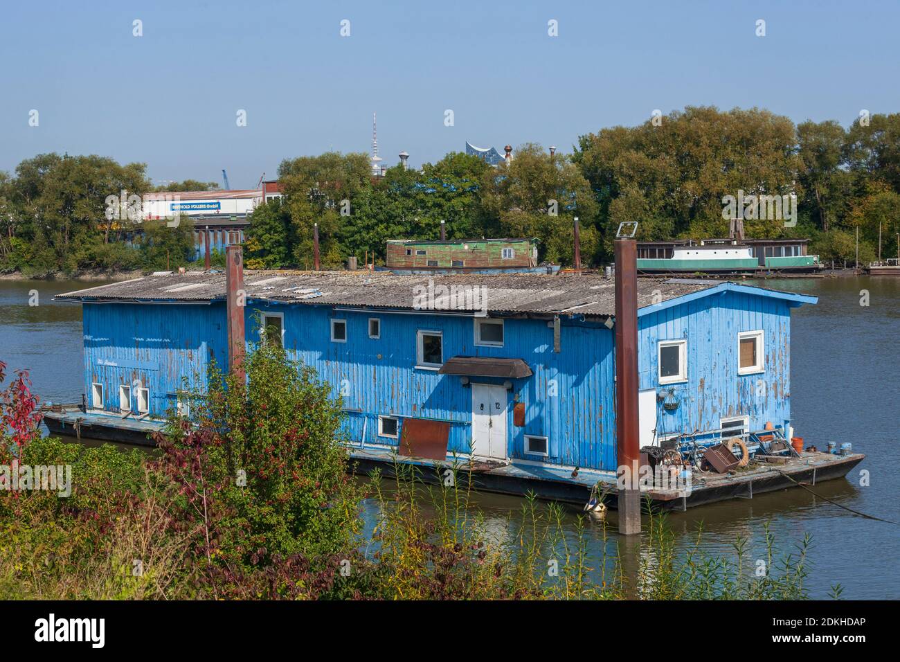 Hausboote im Spreehafen, kleiner Grasbrook, Hamburg, Deutschland, Europa Stockfoto