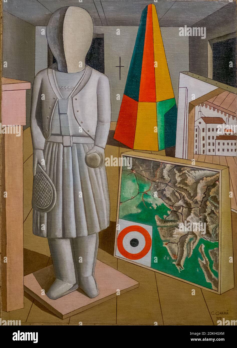 Carlo Carrà, die metaphysische Muse (La musa metafica) 1917, Öl auf Leinwand. Pinacoteca di Brera, Mailand, Italien. Stockfoto
