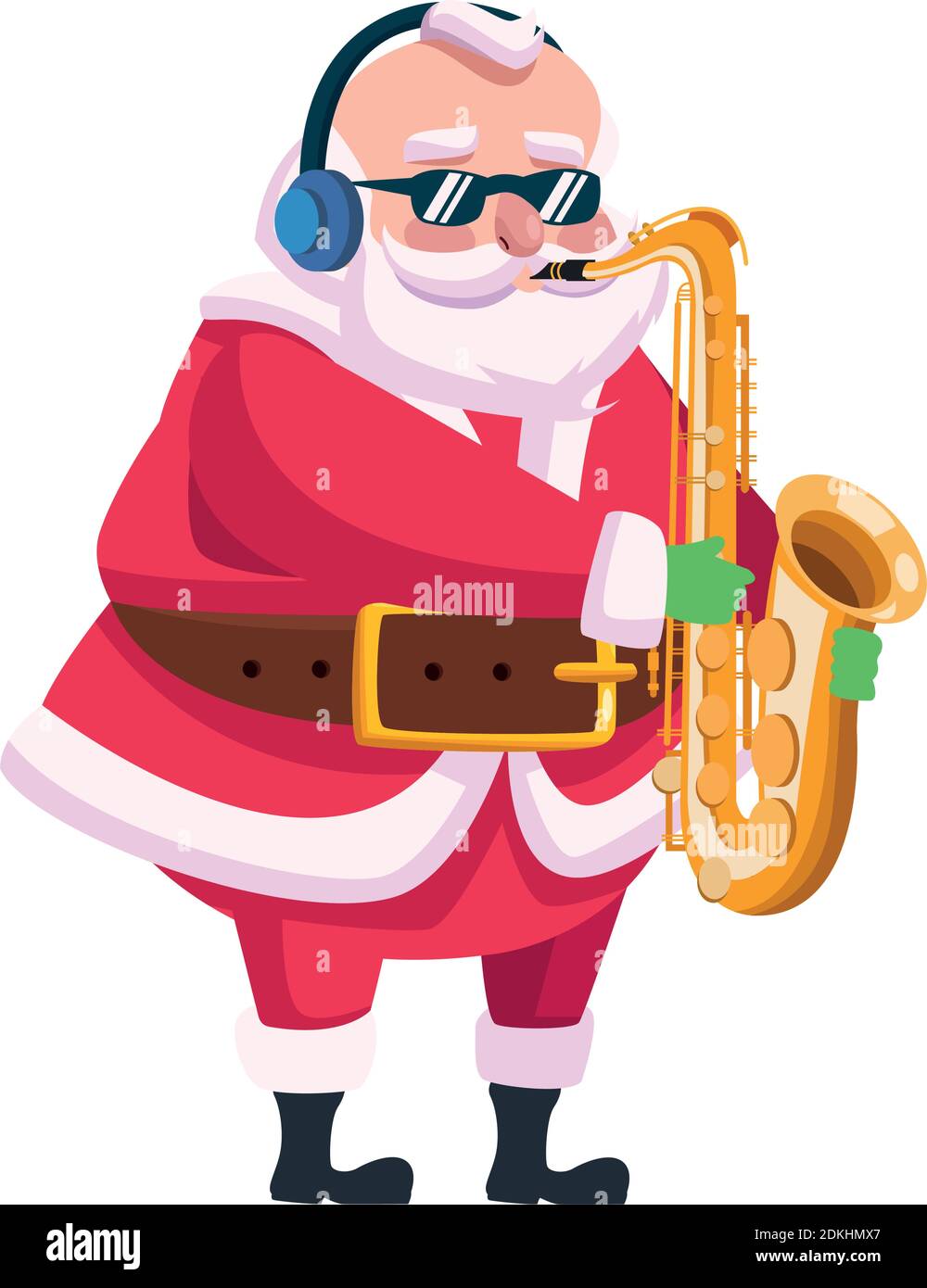 Cute santa claus spielen Saxophon Charakter Vektor Illustration Design Stock Vektor