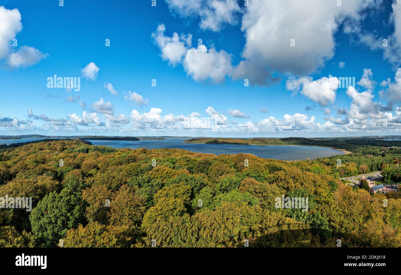 Weitblick, Wald, Laubwald, Bäume, Buchen, Buchenwale, Wasser, See, Bucht, Ostsee Stockfoto