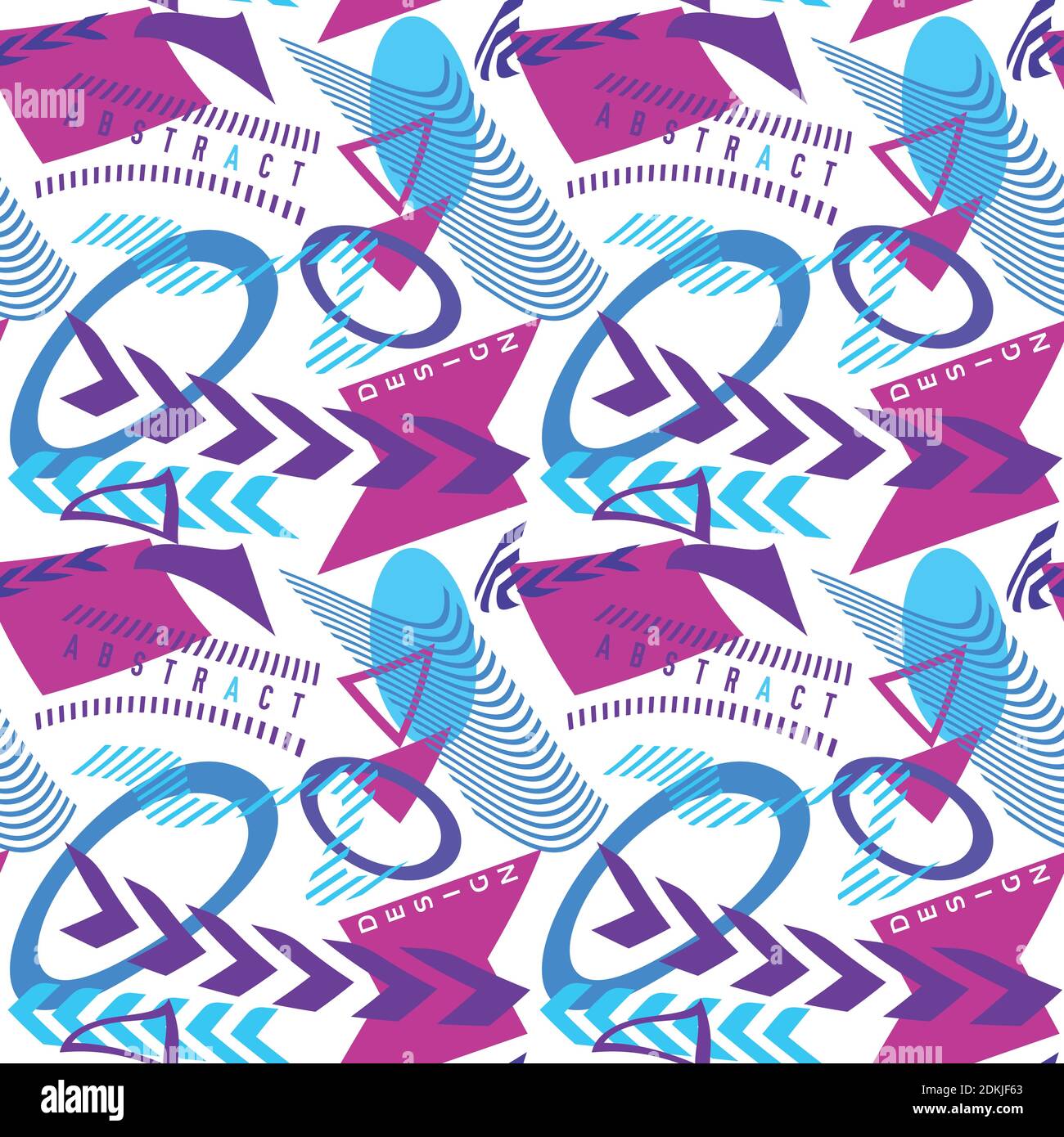 Abstraktes Nahtloses Muster mit blauen und roten violetten geschwungenen einfachen Formen. Vektorgrafik Hintergrund. CMYK-Farben Stock Vektor