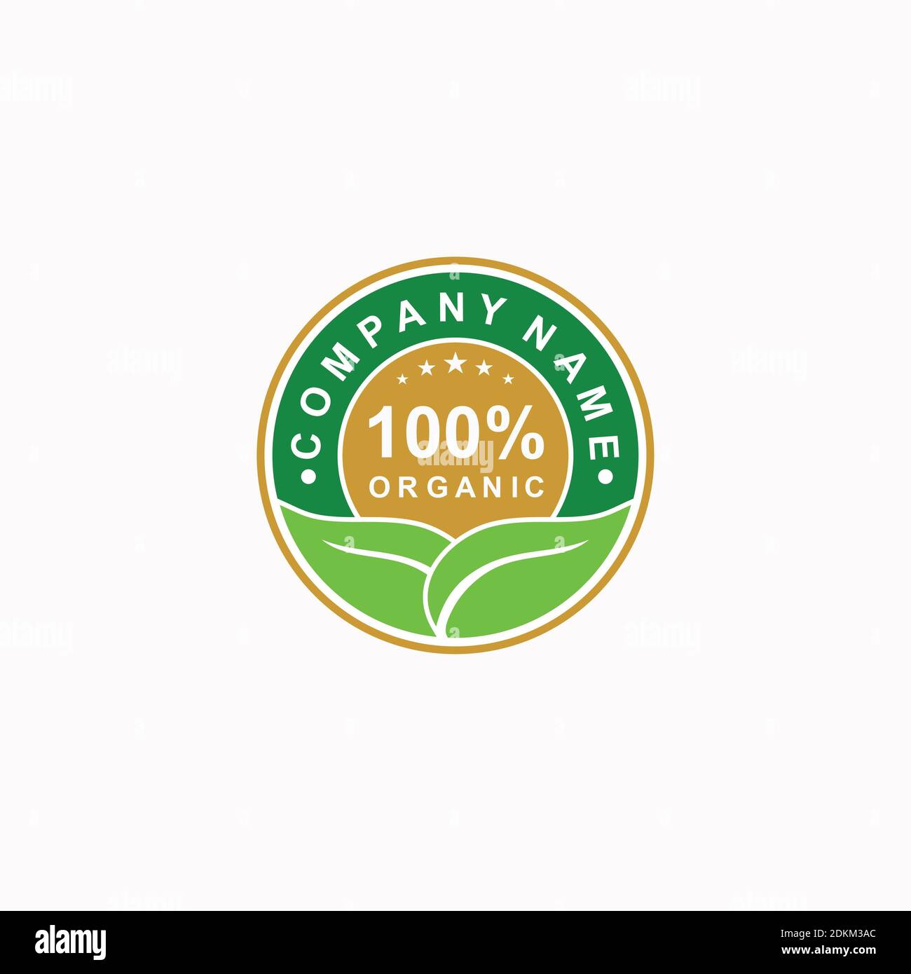 100% Organic Natural Badge Label Seal Sticker Logo Stockfoto
