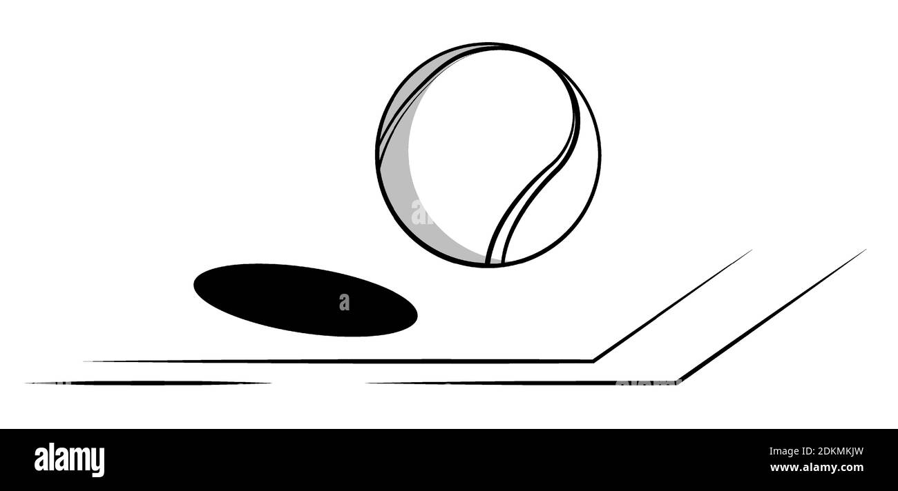 Tennisball fliegt in der Reihe des Platzes. World Tennis Turnier. Sportausrüstung. Hintergrund für Design-Sportwettbewerbe. Schwarz-Weiß Kontrast vecto Stock Vektor