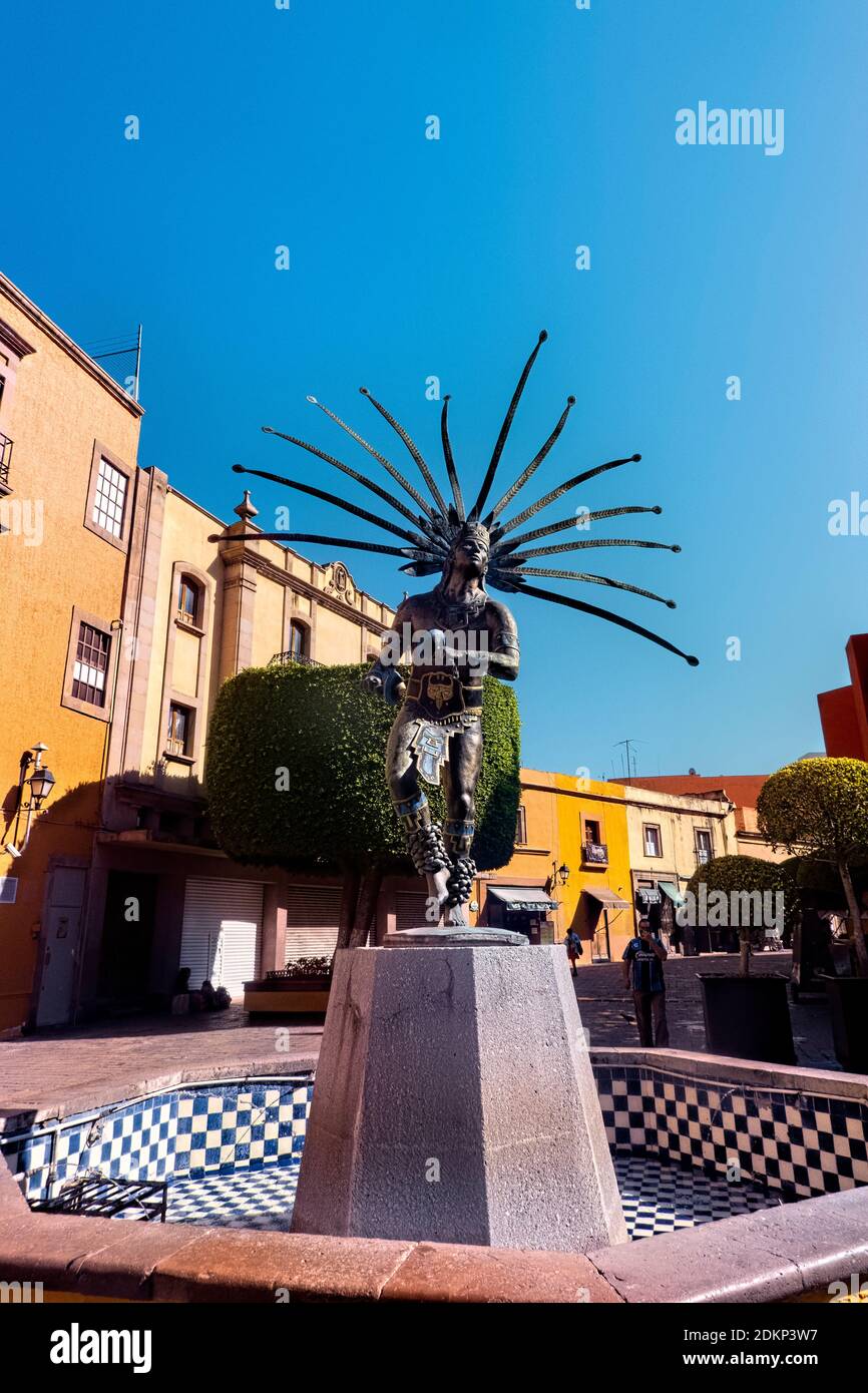 Denkmal für die Tänzerin von Conchero Chichimeca, Santiago de Queretaro, Queretaro, Mexiko Stockfoto