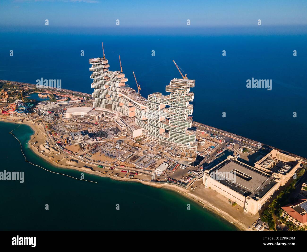 Dubai, Vereinigte Arabische Emirate - 1. Dezember 2020: Das Royal Atlantis Resort & Residences befindet sich im Bau auf der Palm Jumeirah Insel in Dubai United Stockfoto