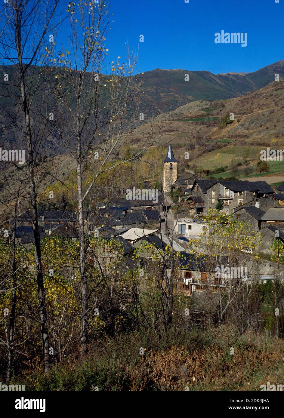 Spanien, Katalonien, Provinz Lleida, Esterri de Cardós. (Tal von Cardós). Panorama. Stockfoto