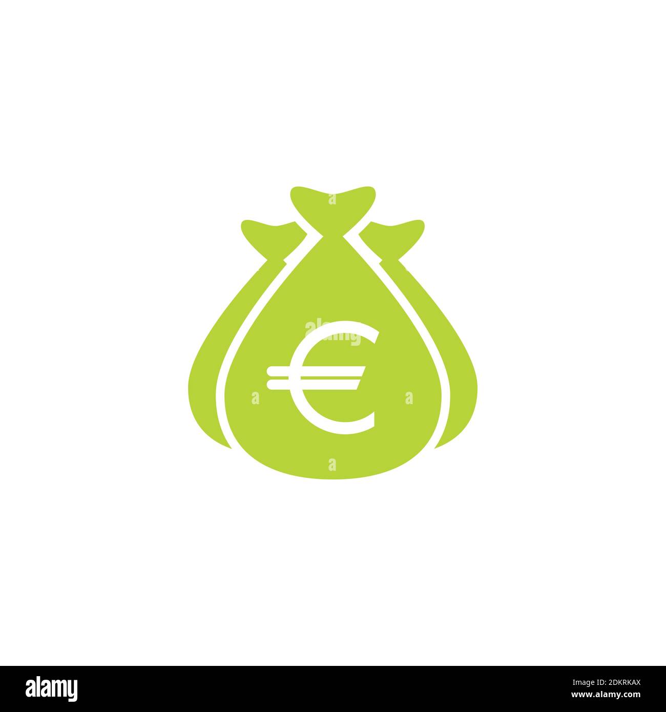 Grüner Geldbeutel mit weißem Euro-Zeichen. Voller Geld. Reichtumszeichen. Vektorgrafik flach. Einkommen Piktogramm isoliert auf weiß Stock Vektor