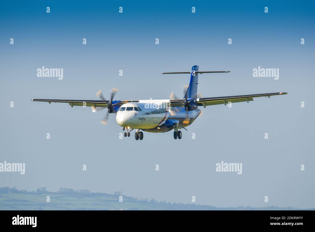 Eastern Airways ATR72-600 G-IACZ bei Ankunft am Belfast City Airport Southampton Stockfoto