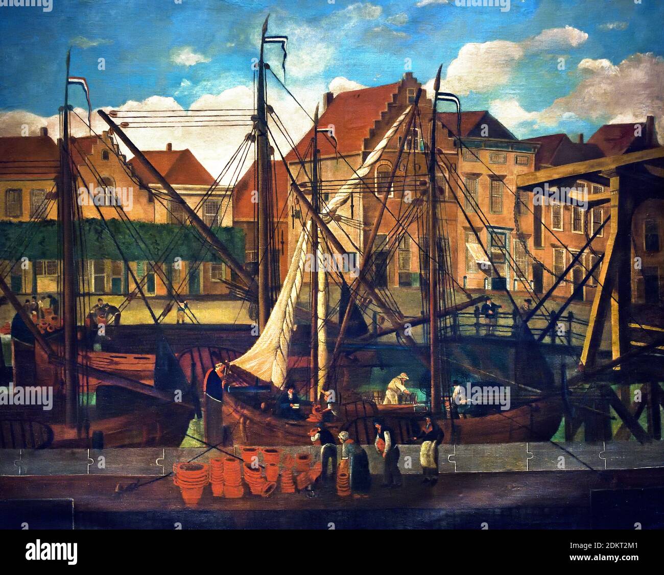 Laden von Töpferwaren im Hafen Bergen op Zoom 1787 Holland, Niederlande, Niederländisch,( Bergen op Zoom war ein wichtiges Produktions- und Handelszentrum für Töpferwaren für mehr als 600 Jahre ) Stockfoto