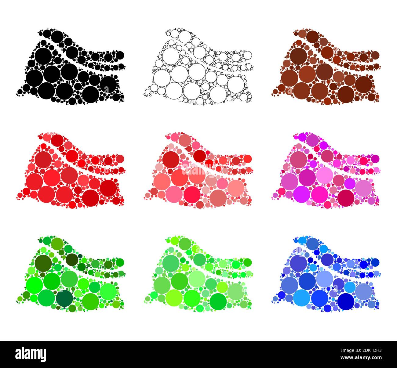 weihnachtsmann Sack Dekoration Element mit Punkten gemacht. Sammlung von abstrakten santa Tasche. Vektor symbolisches Symbol für Weihnachtskarte oder weihnachten Hintergrund. Mod Stock Vektor