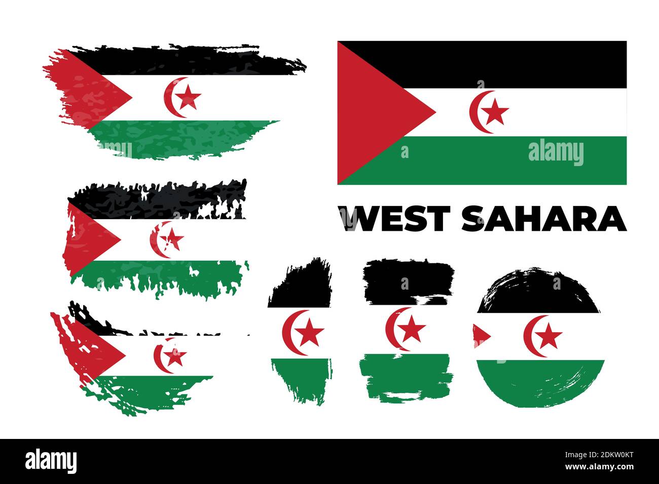 Westsahara Vektor Stock set flag isoliert. Sahrawi Stock Vektor