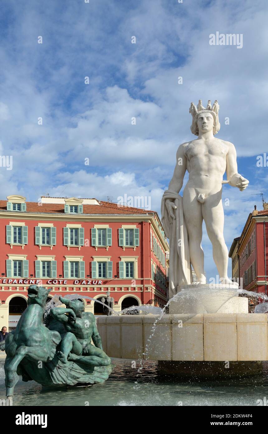 Apollo Fountain Place Massena Nice Alpes-Maritimes Frankreich Stockfoto