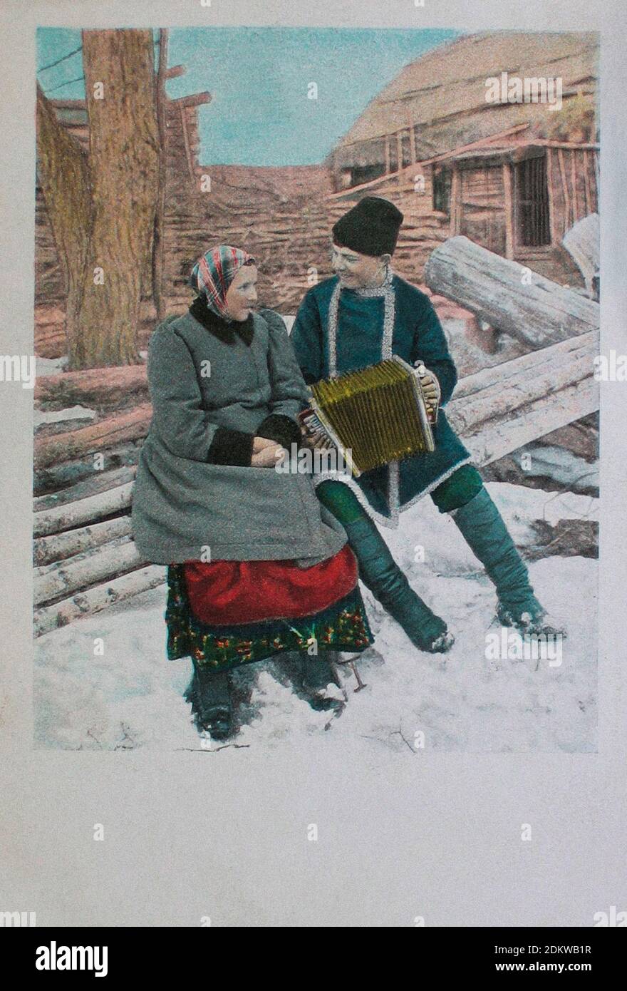 Retro Postkarte von Typen und Kostümen von Russland. Russisches Reich. 1904 Stockfoto