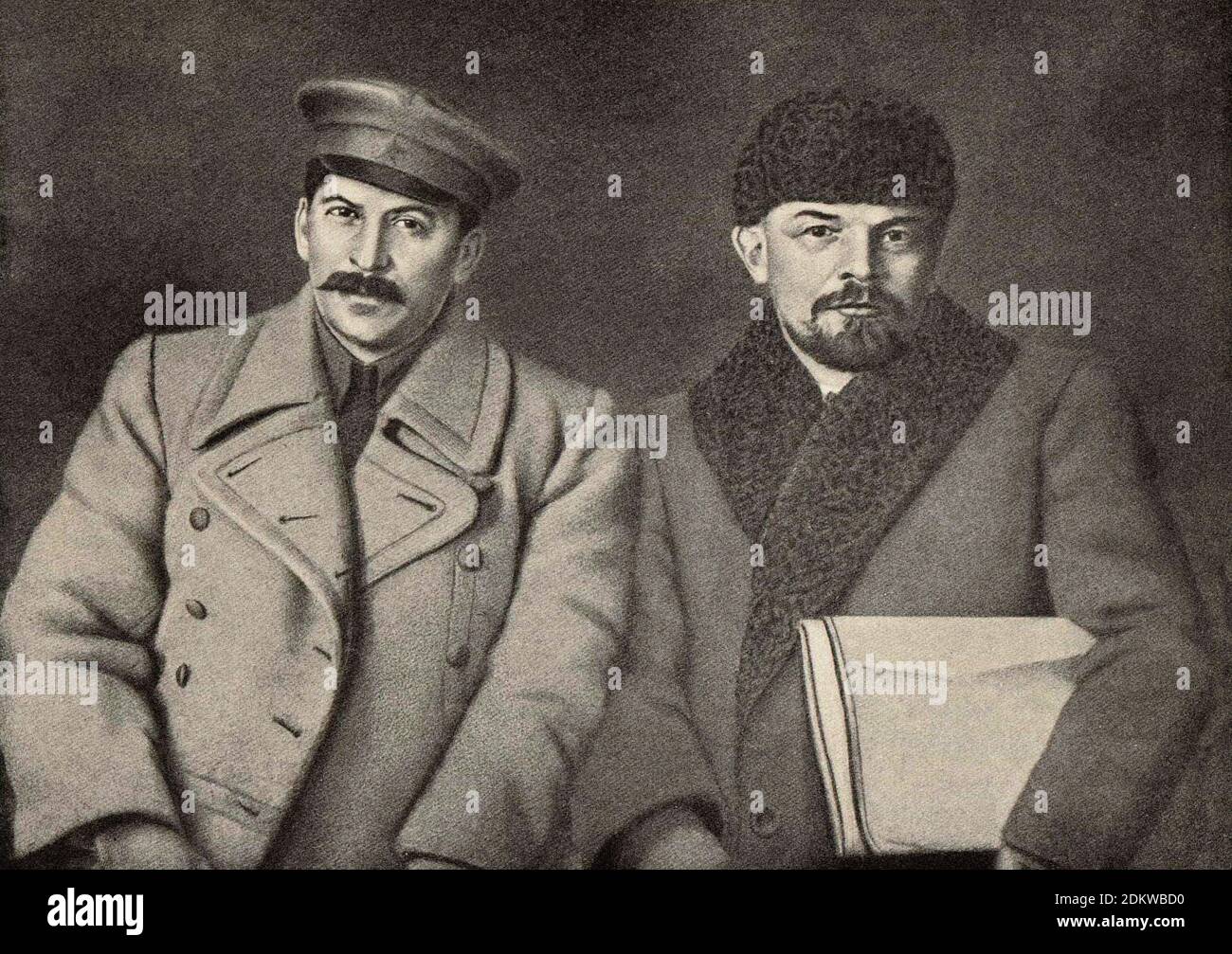 Kommunistische Führer des Sowjetstaates: Lenin und Stalin. 1920er Jahre Stockfoto