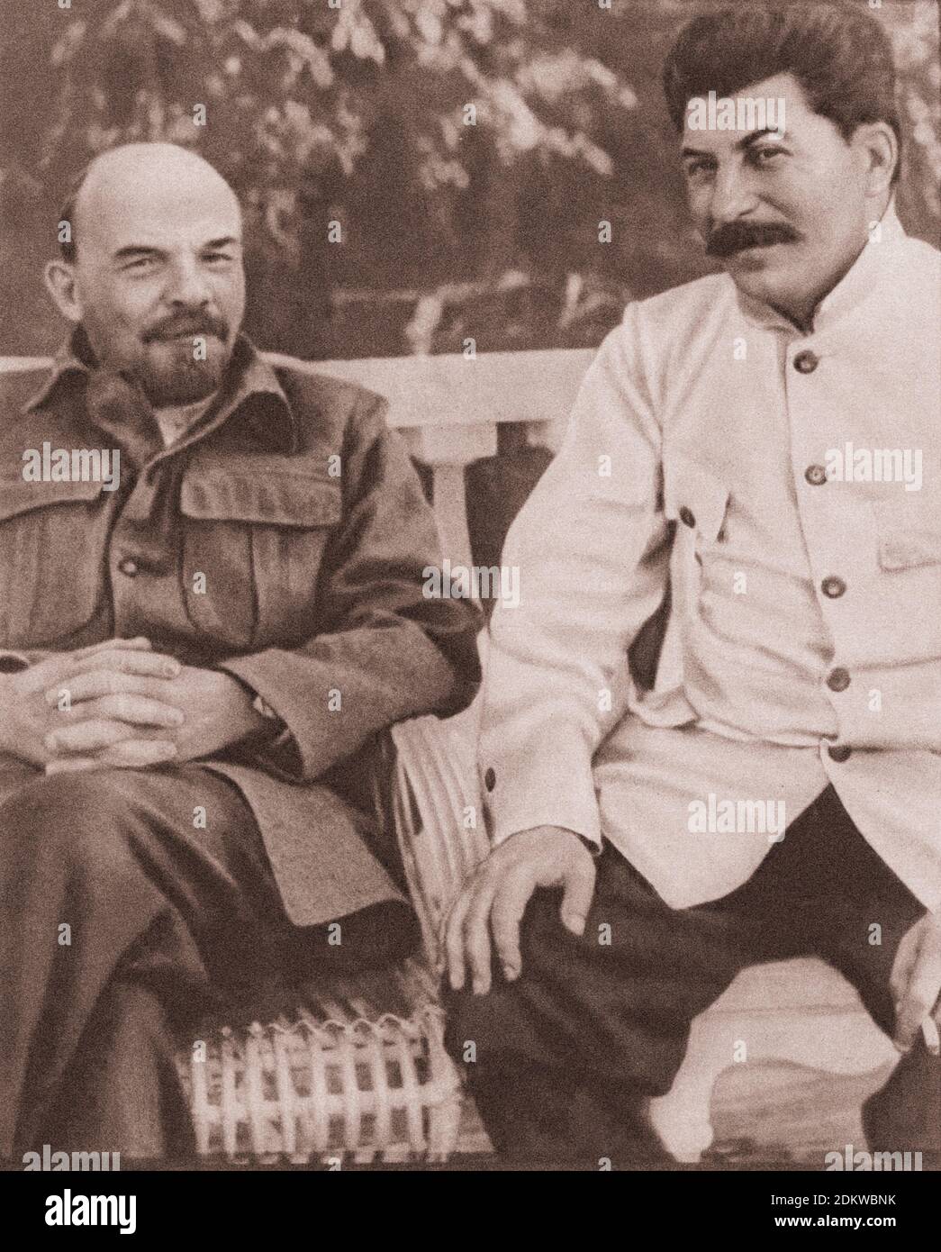 Kommunistische Führer des Sowjetstaates: Lenin und Stalin. 1920er Jahre Stockfoto