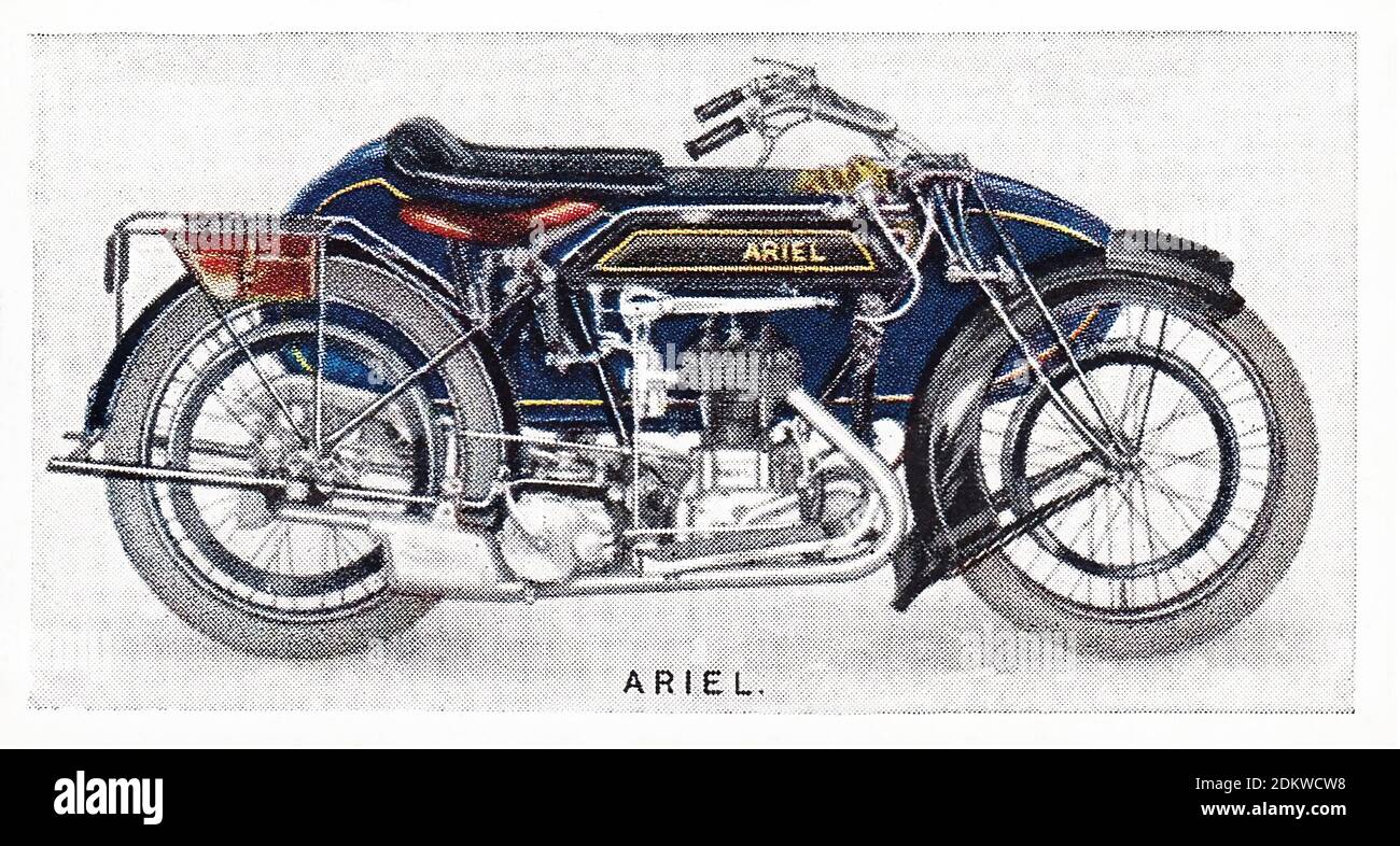 Antike Zigarettenkarten. 1920er Jahre. Lambert & Butler Zigaretten (Serie von Motorrädern).Ariel klassisches Motorrad. Ariel Motorcycles war ein britischer Hersteller o Stockfoto