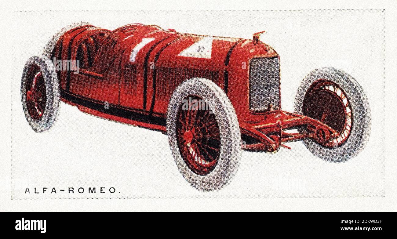 Antike Zigarettenkarten. 1926. Lambert & Butler Zigaretten (3. Serie von Motor Cars). Alfa Romeo Rennwagen. Der Alfa Romeo RL wurde zwischen produziert Stockfoto