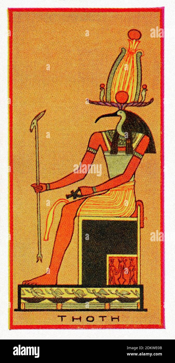 Thoth ist eine alte ägyptische Gottheit. In der Kunst wurde er oft als ein Mann mit dem Kopf eines Ibis oder Pavian dargestellt, Tiere heilig für ihn. Seine weibliche c Stockfoto