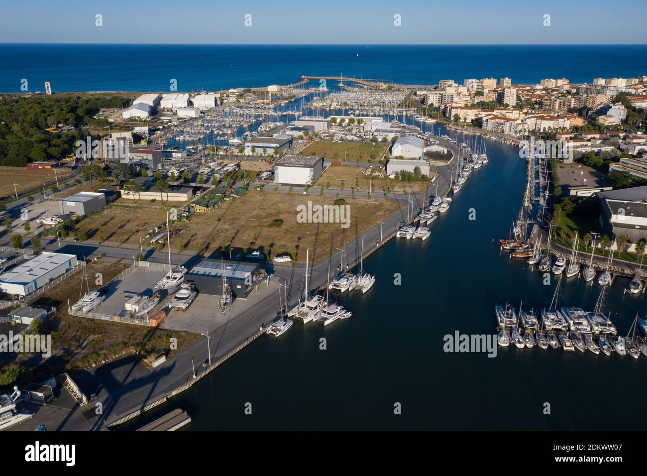 Canet-en-Roussillon (Südfrankreich): Luftaufnahme der Marina Stockfoto