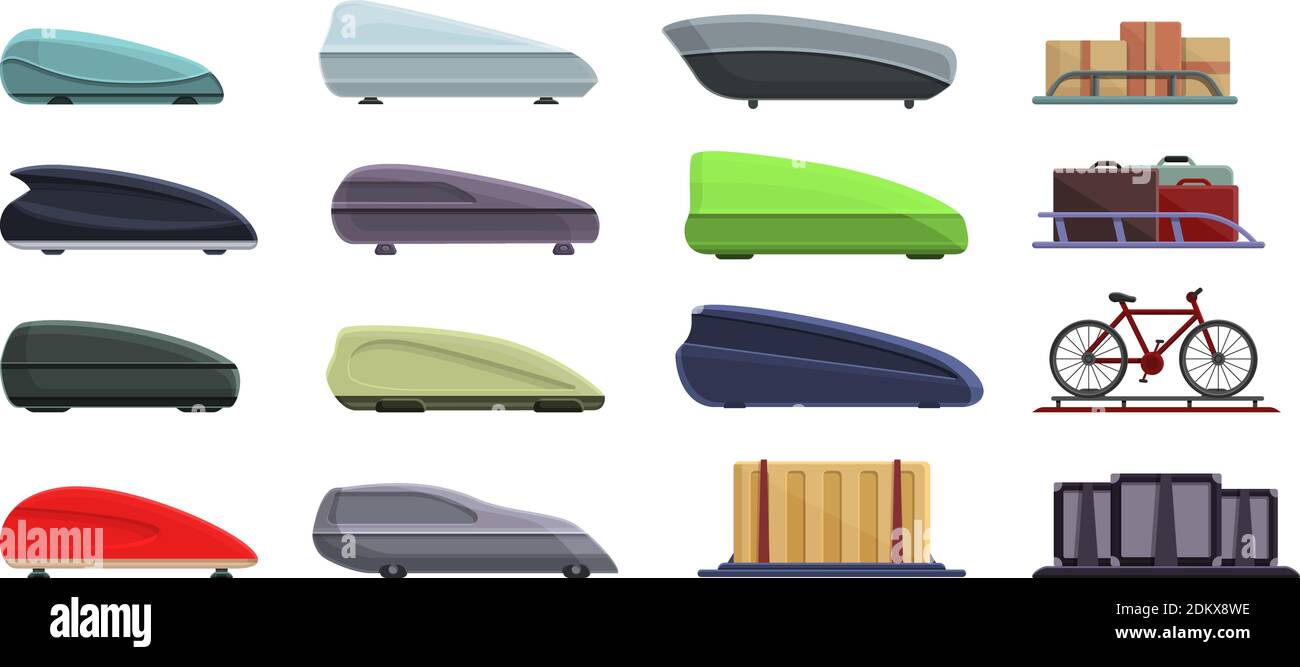 Symbole für die Dachbox des Fahrzeugs eingestellt. Cartoon Satz von Auto Dach Box Vektor-Symbole für Web-Design Stock Vektor