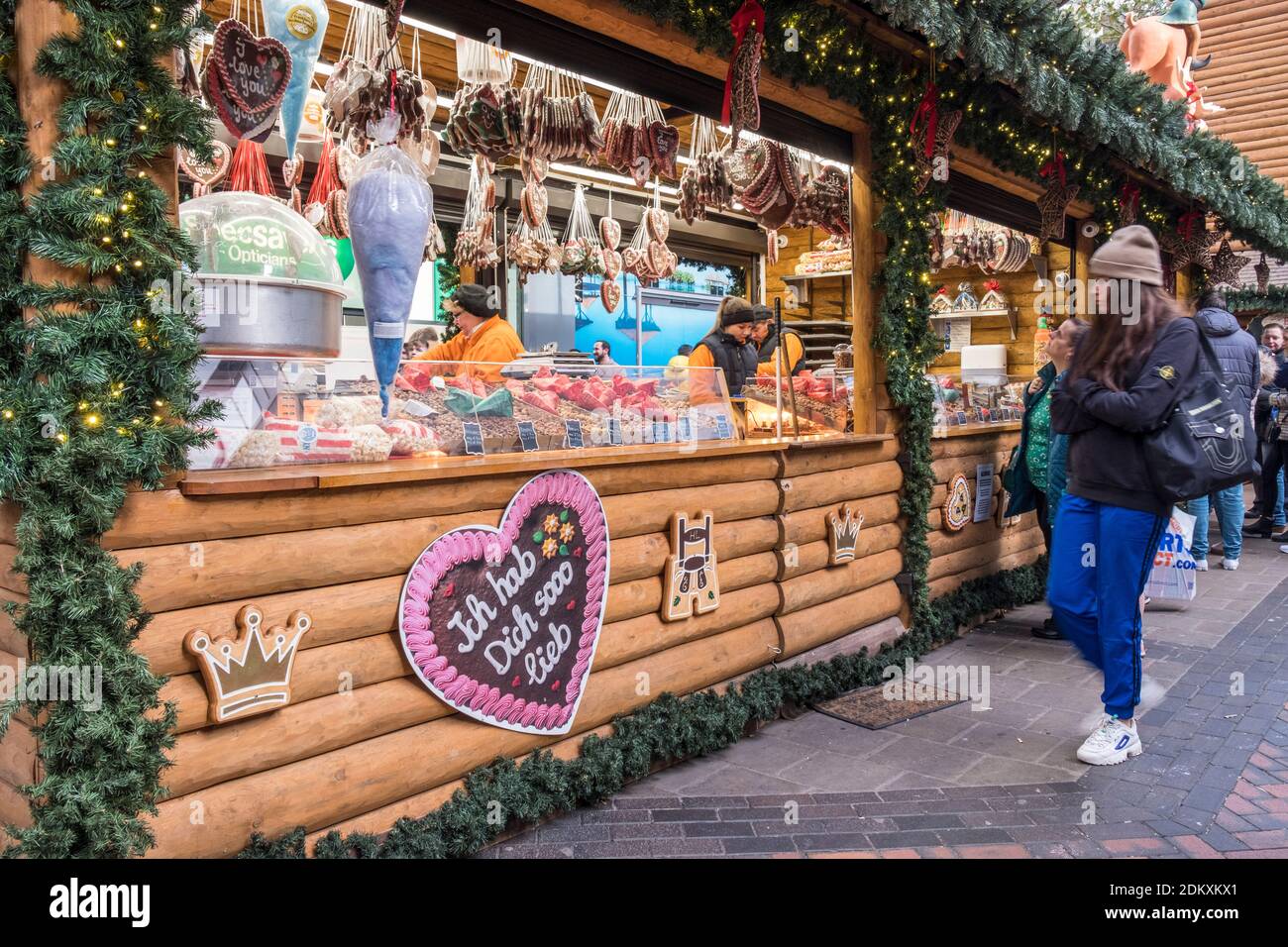 Birmingham Weihnachtsmarkt. Weihnachtsmarkt im deutschen Stil, Birmingham, West Midlands, England, GB, Großbritannien Stockfoto
