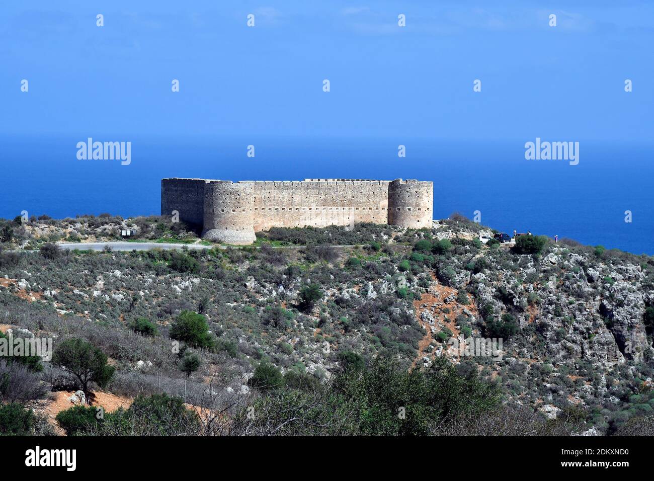 Chania, Griechenland - 06. Oktober 2018: Mittelalterliche osmanische Festung in Aptera, eine antike historische Stätte auf Kreta Stockfoto