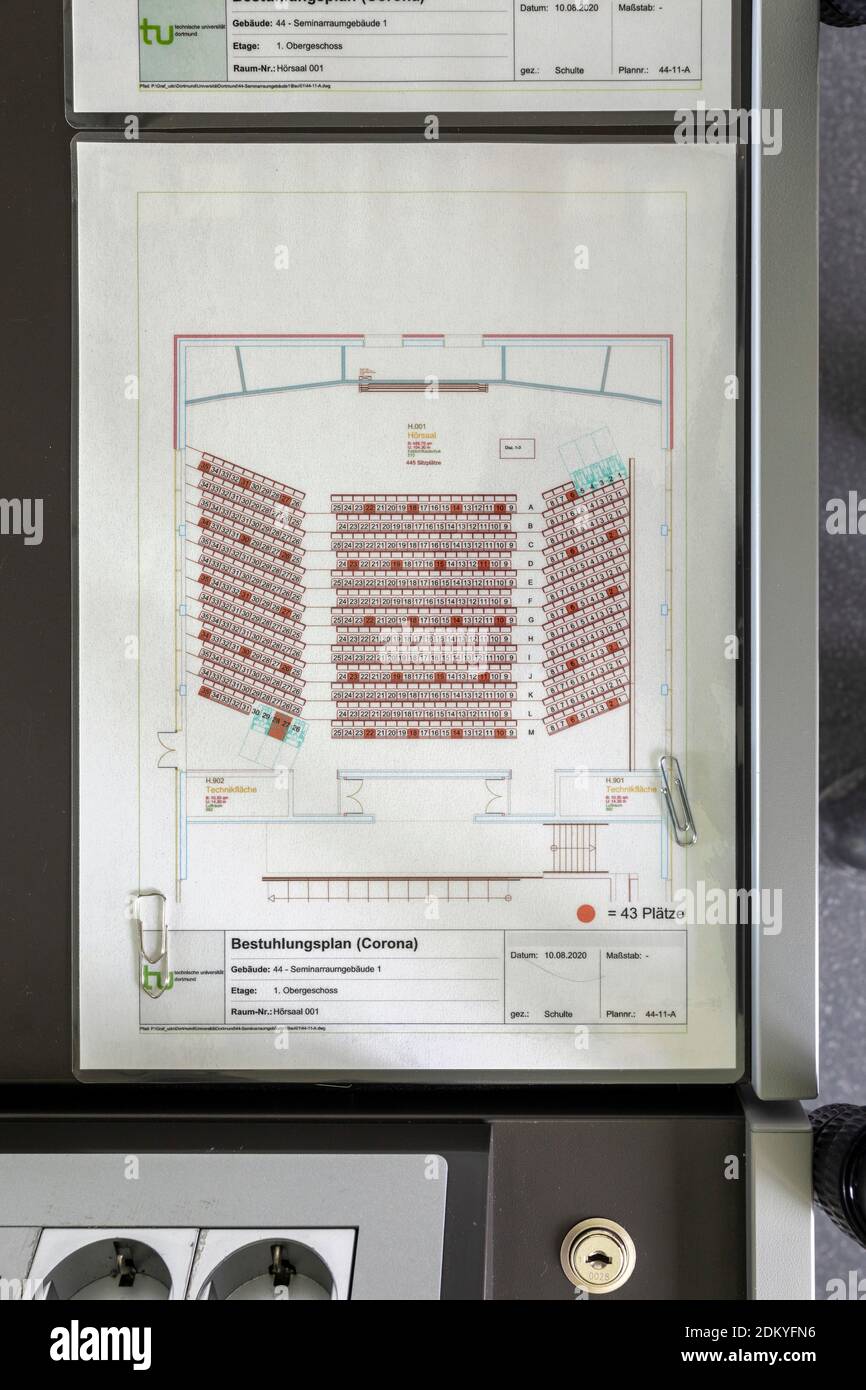 Sitzplan für einen Hörsaal an der Technischen Universität Dortmund Stockfoto