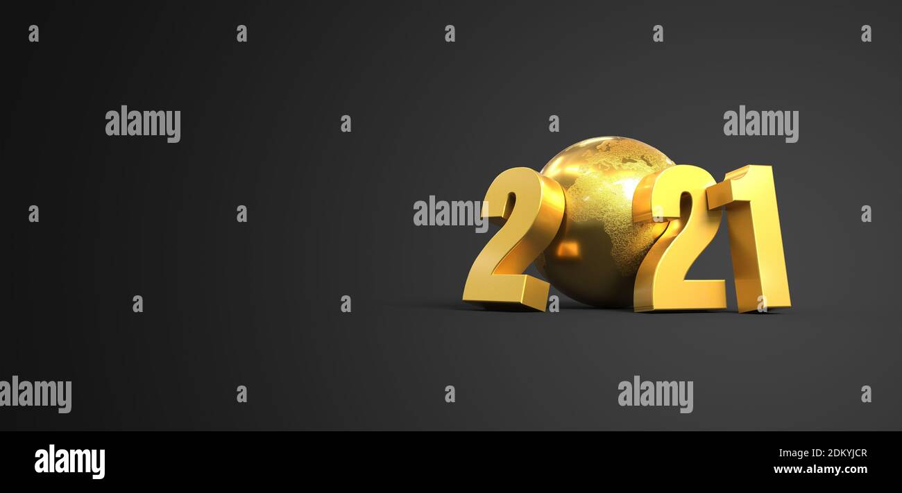 2021 Grußkarte Hintergrund grau und Gold - 3D-Rendering Stockfoto