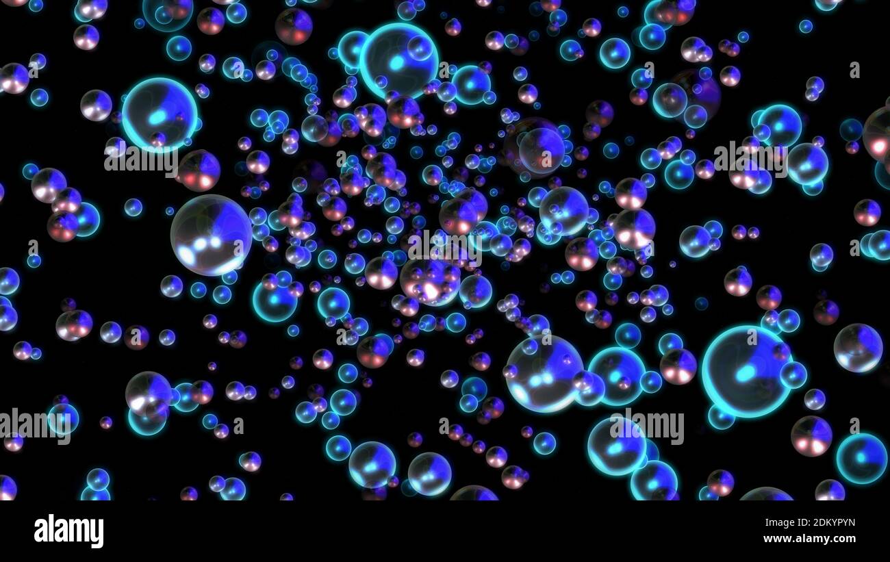 Bubbles Flüssigkeit 3d Illustration Rendern, abstrakter Hintergrund Stockfoto