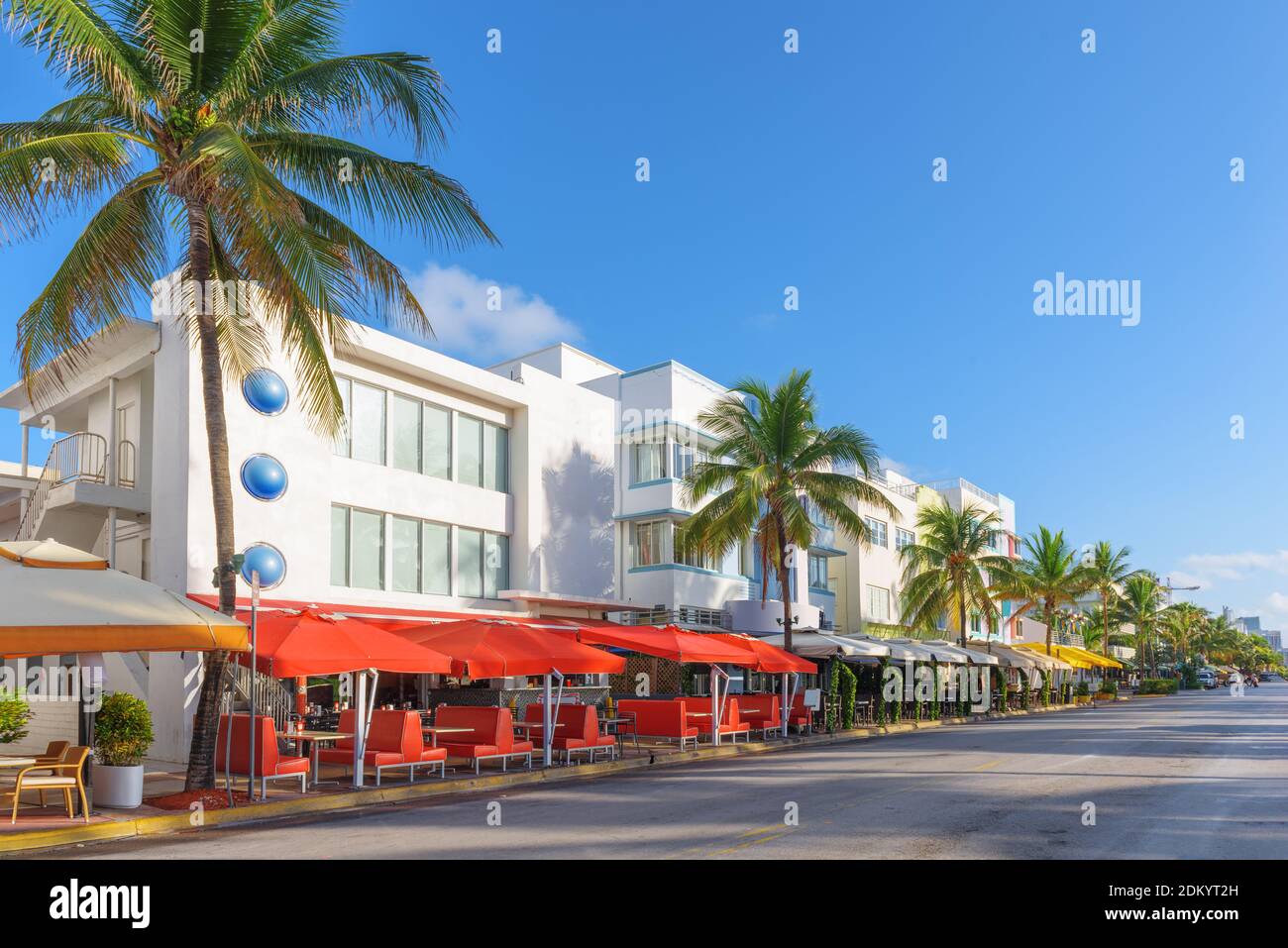 Miami Beach, Florida, USA am Ocean Drive am Morgen. Stockfoto