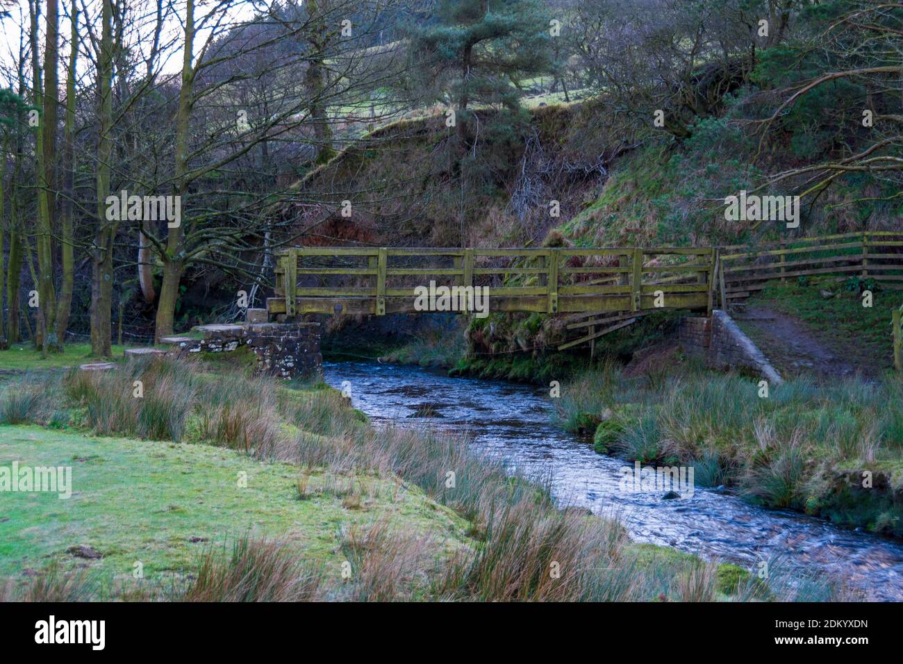 Eine Fußbraut über dem Fluss Alport in the Peak Bezirk Stockfoto