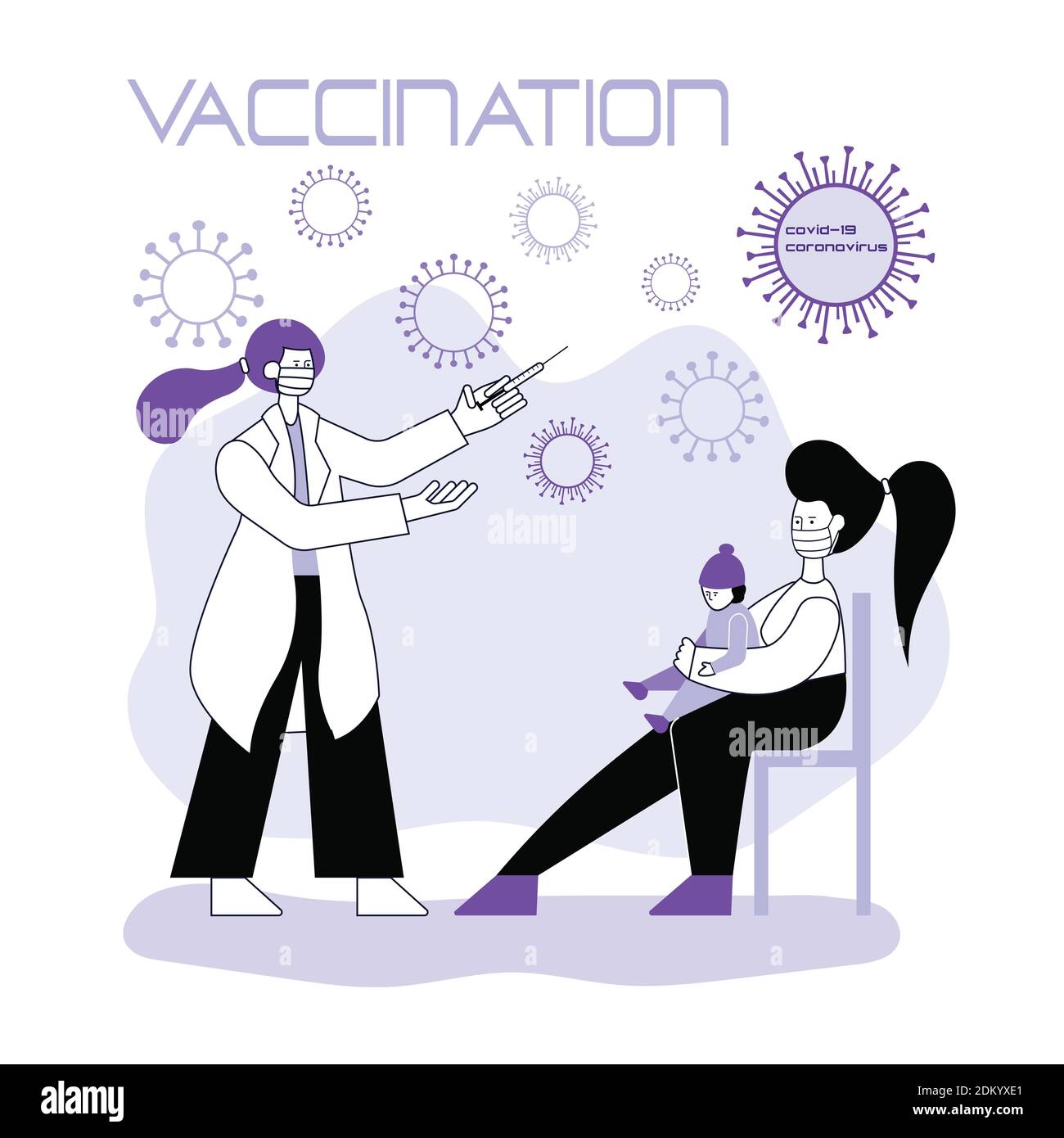 vektor-Konzept Illustration Impfung gegen covid-19. Stock Vektor