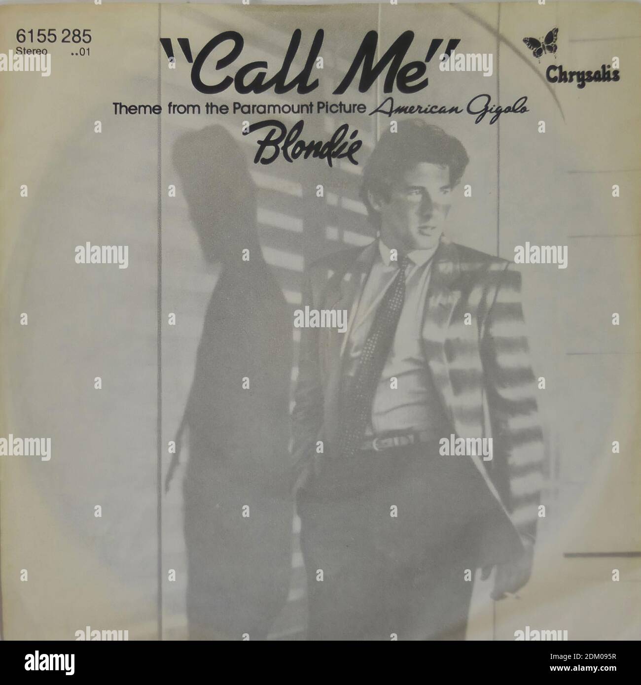 BLONDIE CALL ME AMERICAN GIGOLO 7  PS SINGLE VINYL - Vinyl-Schallplattencover Im Vintage-Stil Stockfoto