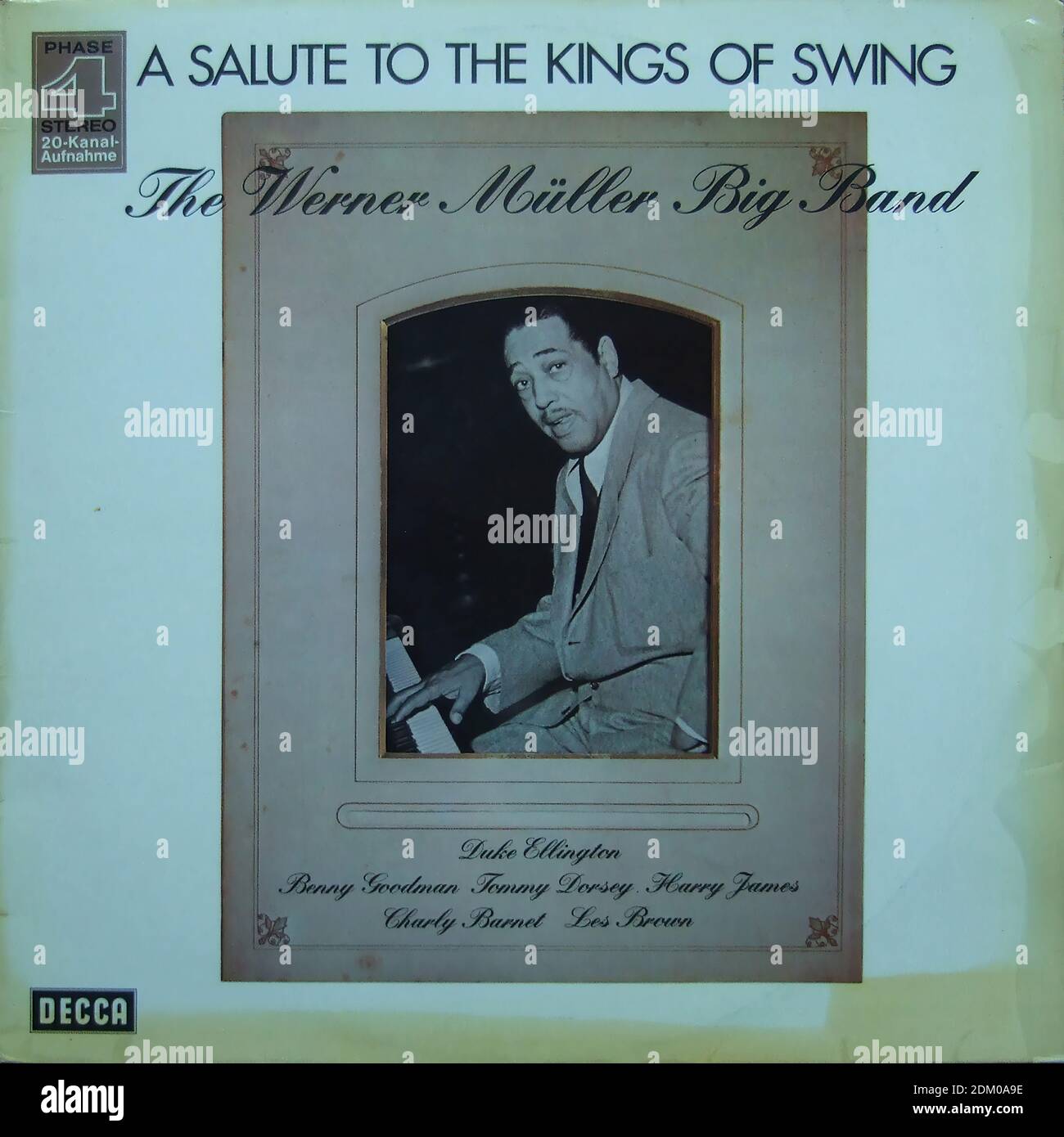 The Werner Muller Big Band - A Salute to the Kings of Swing - Duke Ellington, Benny Goodman, Tommy Dorsey, Harry James, Charly Barnett, Les Brown, Decca SLK 16 892-P, Phase4 - Vintage Vinyl Album Cover Stockfoto