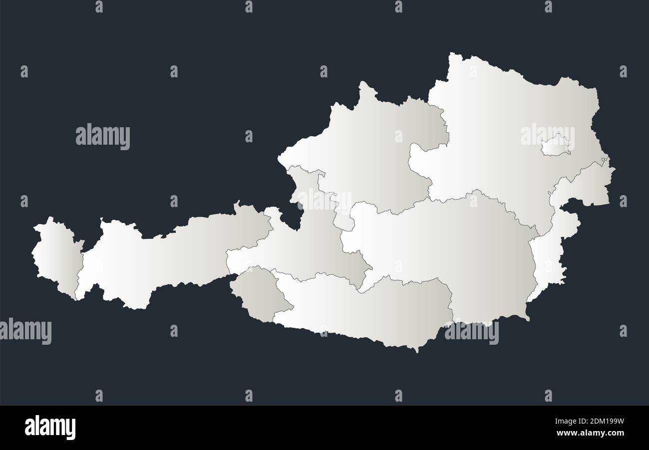 Österreich Karte, Infografiken flache Designfarben Schneeweiß, einzelne Regionen leer Stockfoto