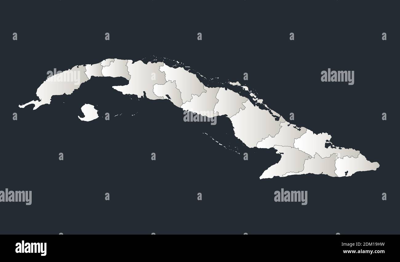 Cuba Karte, Infografiken flache Designfarben schneeweiß, einzelne Regionen leer Stockfoto