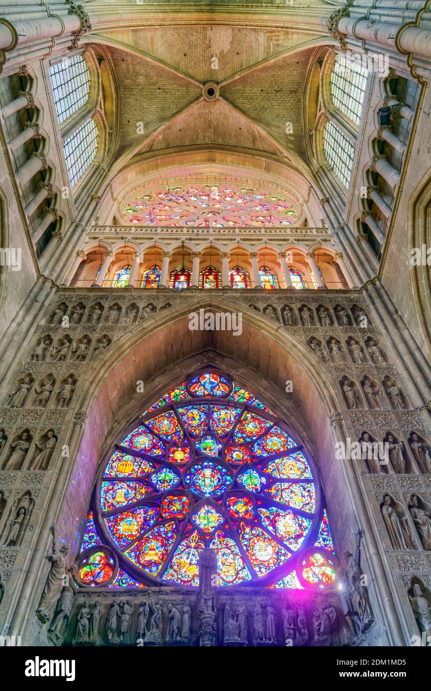 Kathedrale Notre-Dame, Interieur, UNESCO-Weltkulturerbe, Reims, Champagne, Frankreich Stockfoto