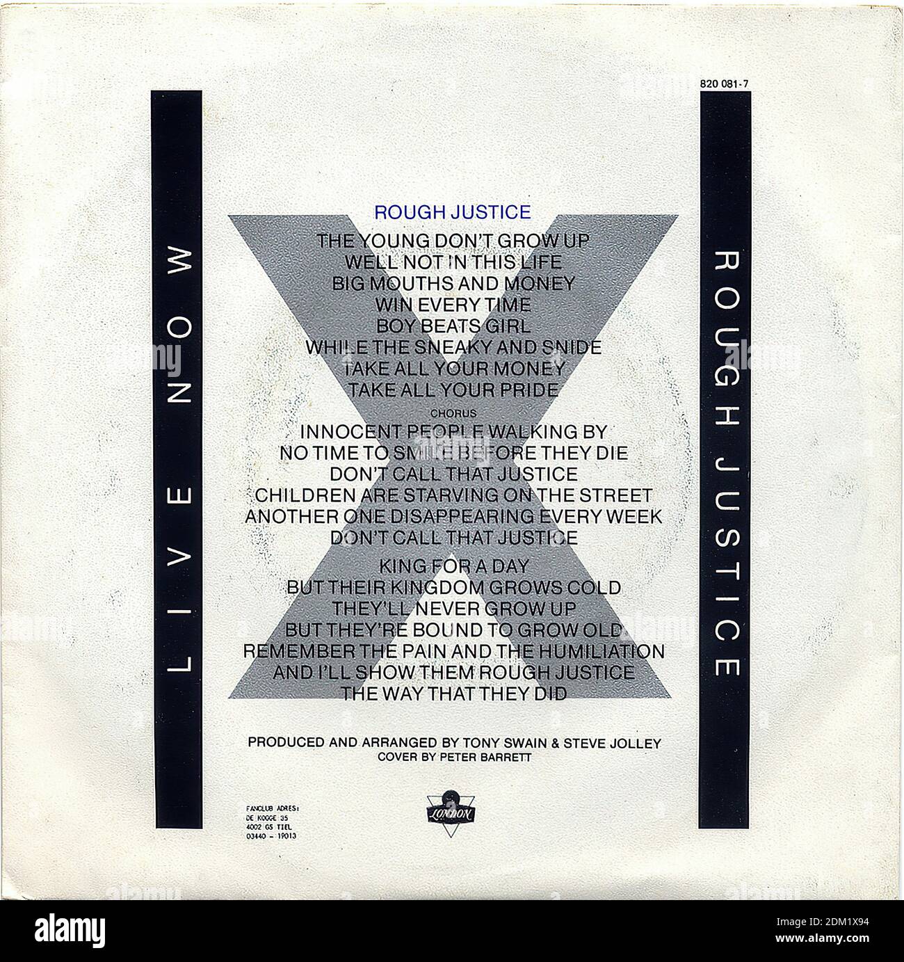 Rough Justice, Bananaram - Vintage Record Cover Stockfoto