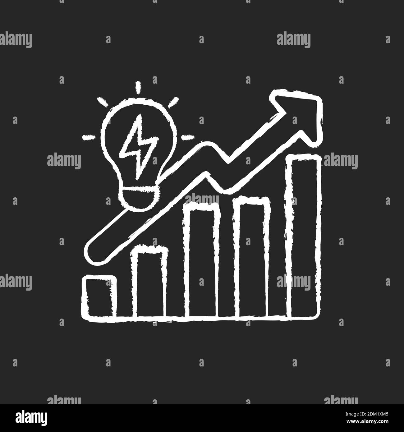 Verschwenderischer Energieverbrauch Kreideweiß-Symbol auf schwarzem Hintergrund Stock Vektor
