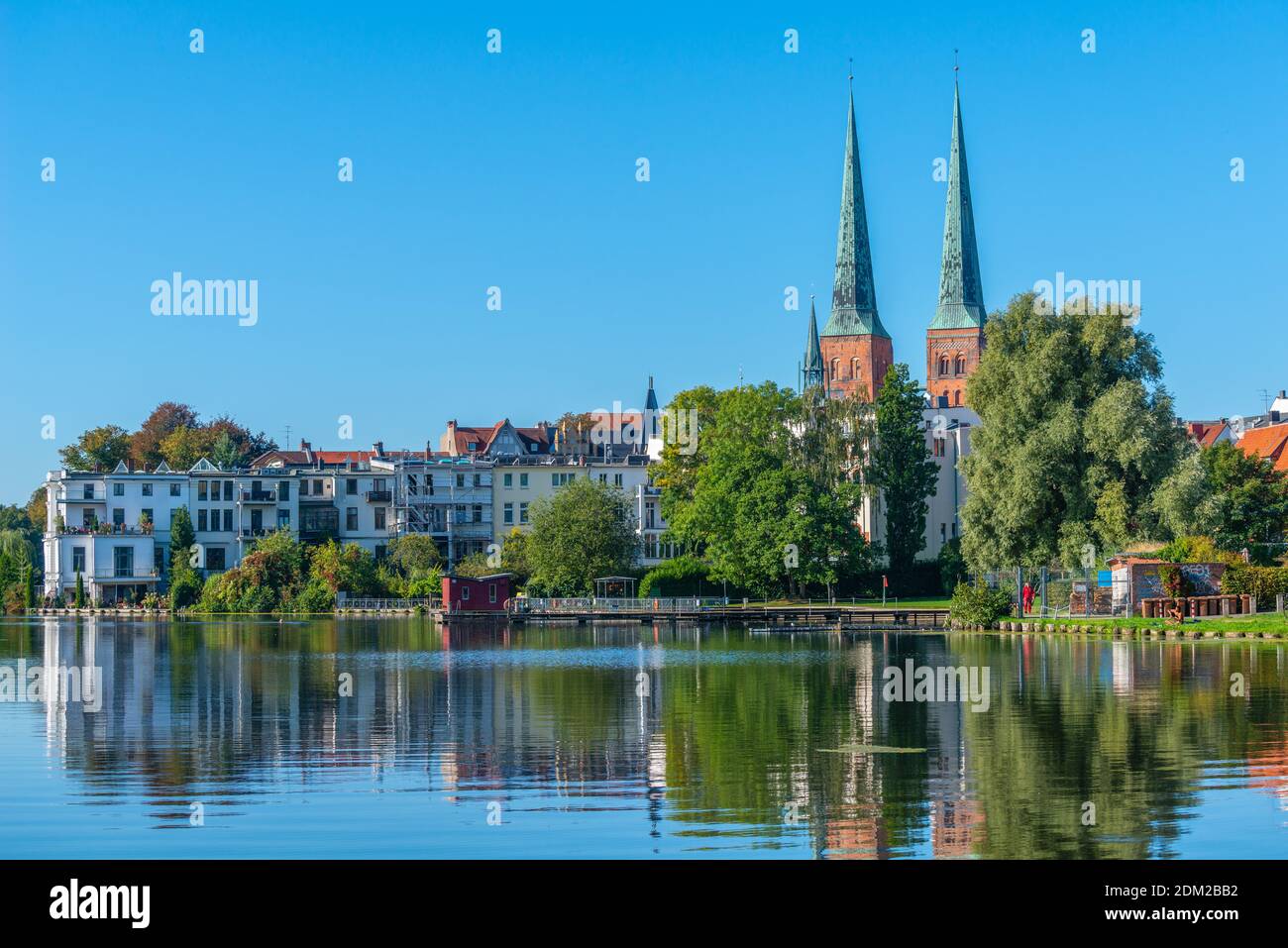 Mühlenteich und Dom, Hansestadt Lübeck, Schleswig-Holstein, Norddeutschland, Europa Stockfoto