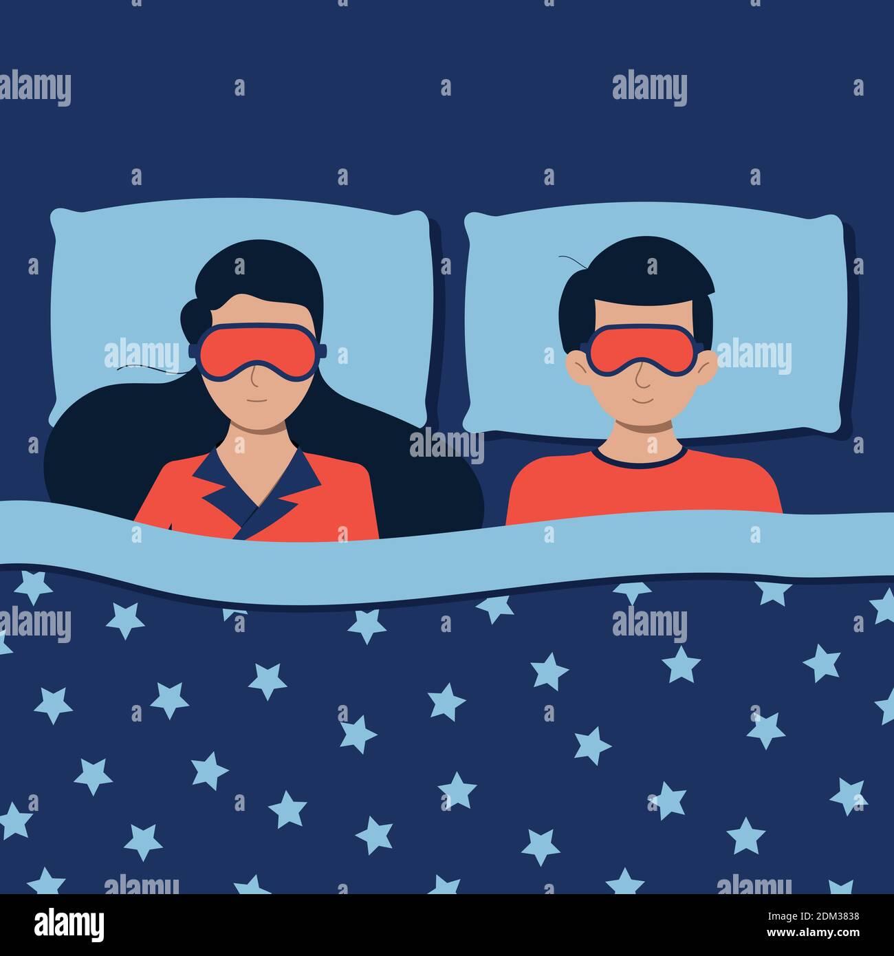 Sleeping couple in bed man Stock-Vektorgrafiken kaufen